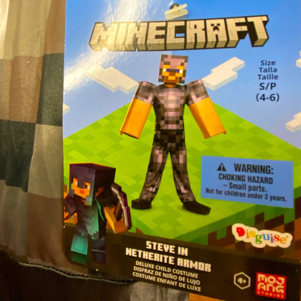 DISGUISE Minecraft Steve in Netherite Armor Halloween Costume Child’s Sz Sm 4-6 - Picture 10 of 11
